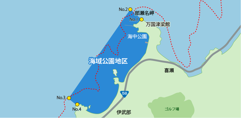 The Okinawa Kaigan Quasi-National Park - Marine Park Area MAP